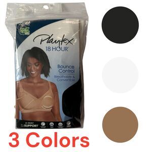 NWT Playtex Wireless Bounce Control 4-Way Support Bra Black Beige or White